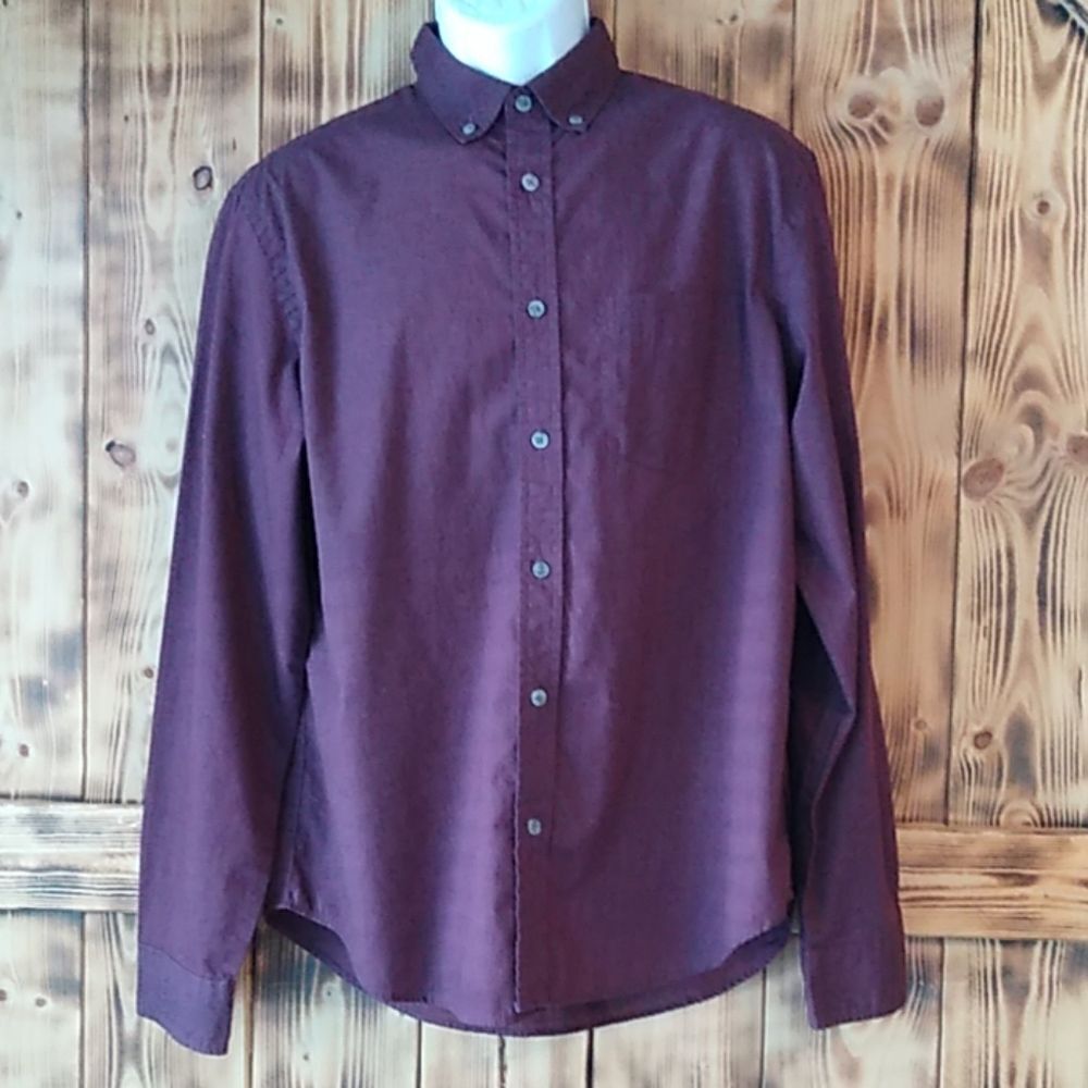 Old Navy Slim Fit Large Burgundy Dress Shirt